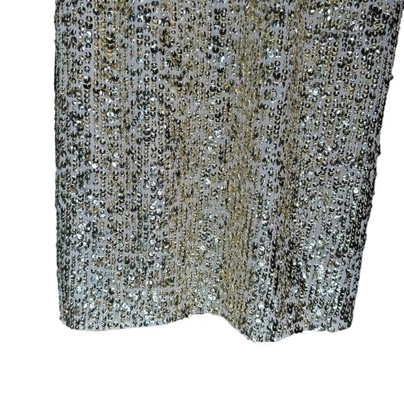 Mac Duggal Gold Embellished Sleeveless High Neck Midi Dress 2 - Picture 6 of 12